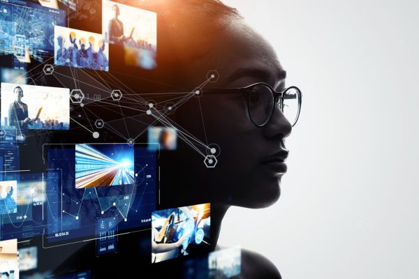 AI (Artificial Intelligence) concept. Digital contents concept. NFT. Non-fungible token.